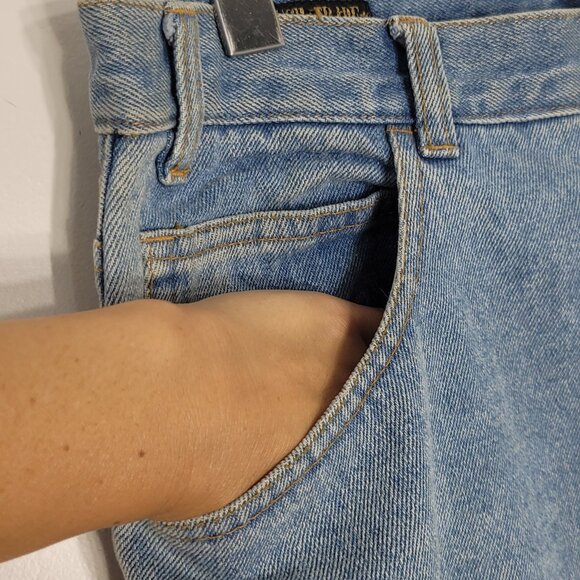 Rough Trade Vintage Blue 100% Cotton Pockets Flat Front Denim Short Unisex Sz 34 - Picture 6 of 12